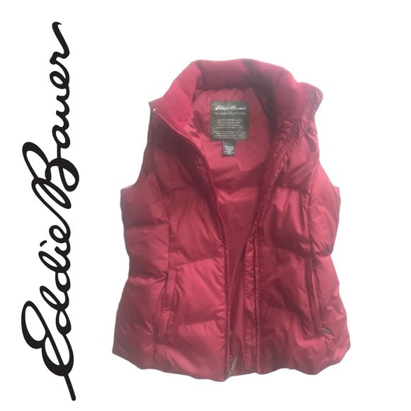 EDDIE BAUER MAROON Premium Goose Down Puffer Parka Vest - Picture 2 of 8